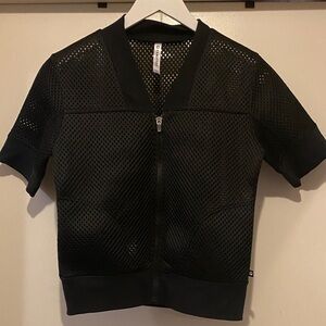 Fabletics,Black Mesh Zip-Up Top